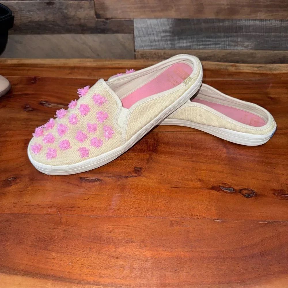 Kate Spade x Keds Rafia Pom Pom Slides Sz 10